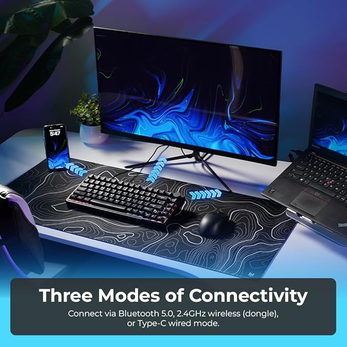 TECWARE Ghost 75% Wireless Mechanical Keyboard | RGB Gaming Keyboard with Volume Knob | Tri-Mode 2.4GHz/Bluetooth/USB-C | Gasket Mounted | Hot Swappable Pre-Lubed Linear Switches | 4000mAh | Black