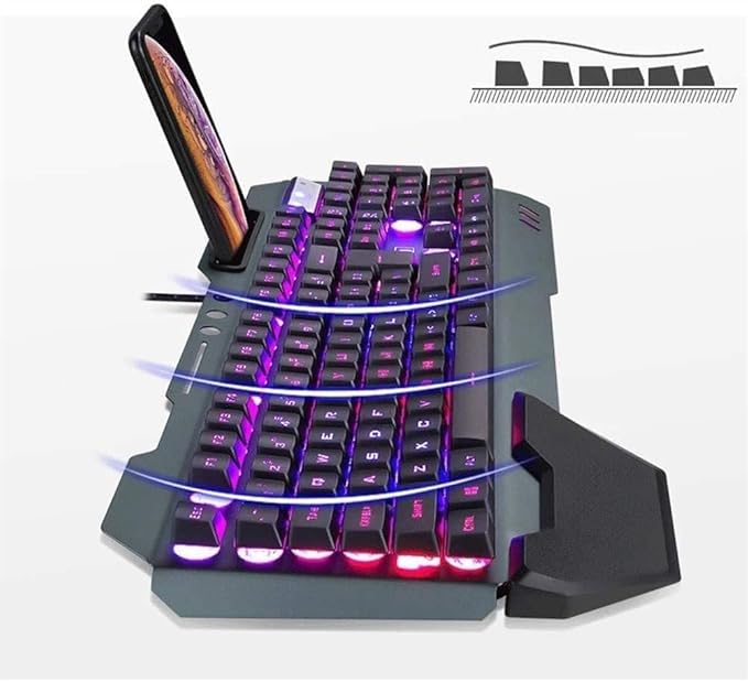 Gaming Keyboard and Mouse Set Mechanical Gaming Keyboard RGB LED Backlit - 104 Keys Wired USB Keyboards for PC Gamer Computer Desktop (Black)