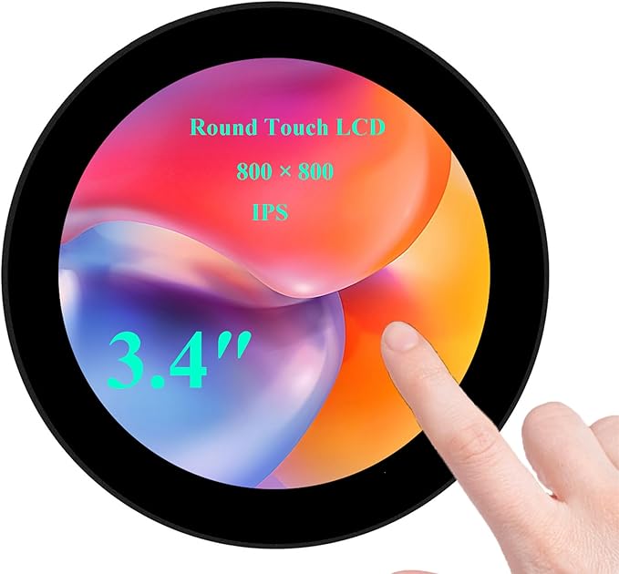 3.4inch HDMI Round TouchScreen for Raspberry Pi 5/4B/3B+/3A+/2B/B+/A+/Zero/Zero W/WH/Zero 2W 800×800 Resolution 10-Point Capacitive Touch IPS DisplayCompatible with Jetson Nano/Mini PCDriver Free
