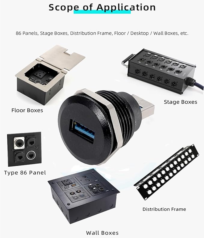 PENGLIN 5PCS USB3.0 Adapter USB-A Male to Female Converter Extender Connector USB Panel Mount Connector Compatible with Laptop Computer Hard Drive Printer Camera
