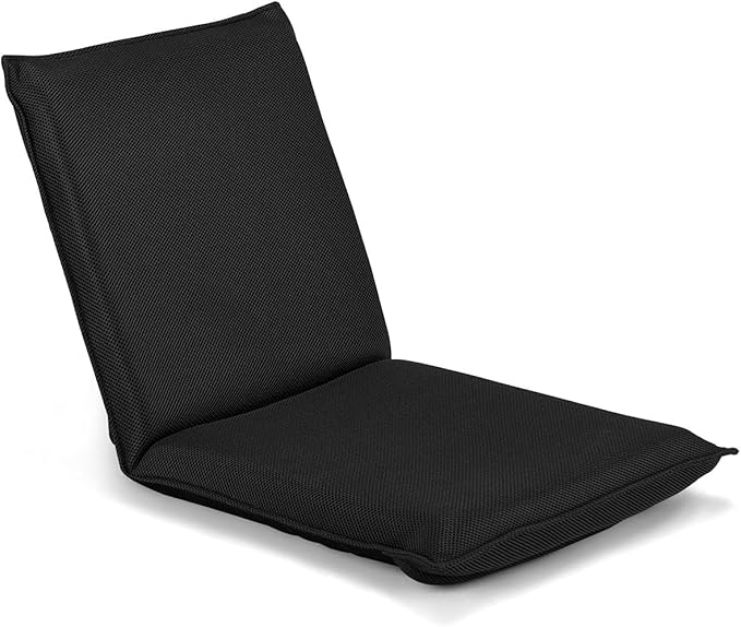 Auténtico Black Floor Chair Video Gaming Chair High Back Chair Cushion 6 Adjustable Backrest Positions Thick Padded Soft Cushion Provide Extra Seating Great for Reading Watching TV Playing Games