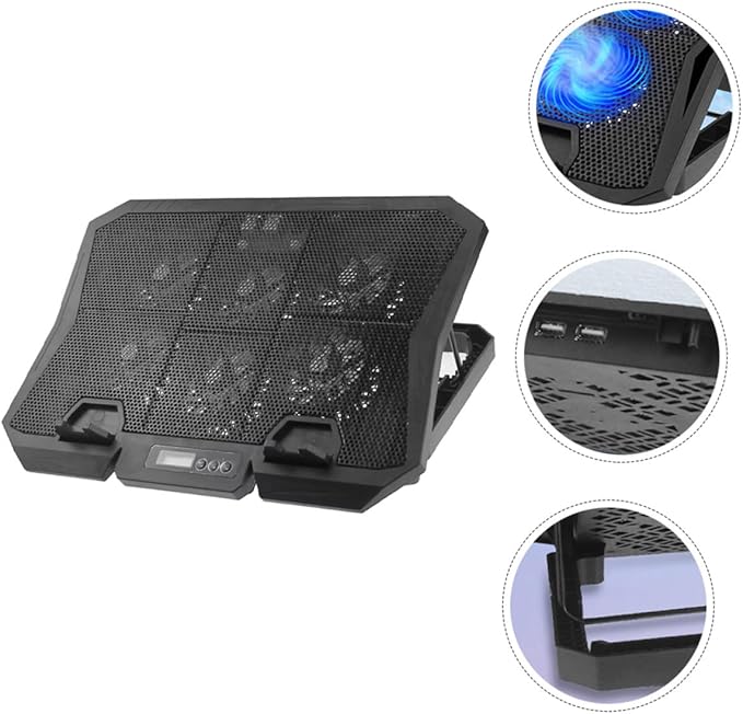 Kisangel Laptop Cooling Pad and Stand 15.6-inch with Adjustable Fan Speed Quiet USB Laptop Cooler for PC Notebook Blue LED Light Cooling Base for Home and Office Use