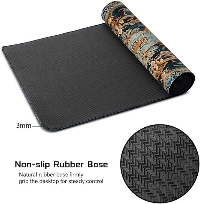 Color Flower Pattern Large Mouse Pad Gaming Mousepad Desk Mat for Desktop Computer Keyboard Waterproof Mouse Mat Desk Pad with Non-Slip Base for Game School Office Home 35.4 x 15.7