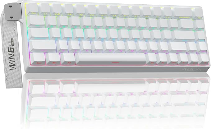 AULA WIN68 HE Mechanical Gaming Keyboard 60% Hall Effect Magnetic Switch Fast Trigger Mode Adjustable Actuation 8000Hz Polling Rate RGB Backlit Wired White Keyboard for Laptop/PC Gamer