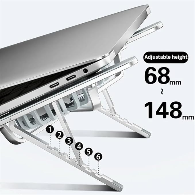 Laptop Stand Laptop Cooler Base Stand Dual Fan Foldable Laptop Cooling Pad Aluminum Portable Bracket Laptop Mount(Gris)