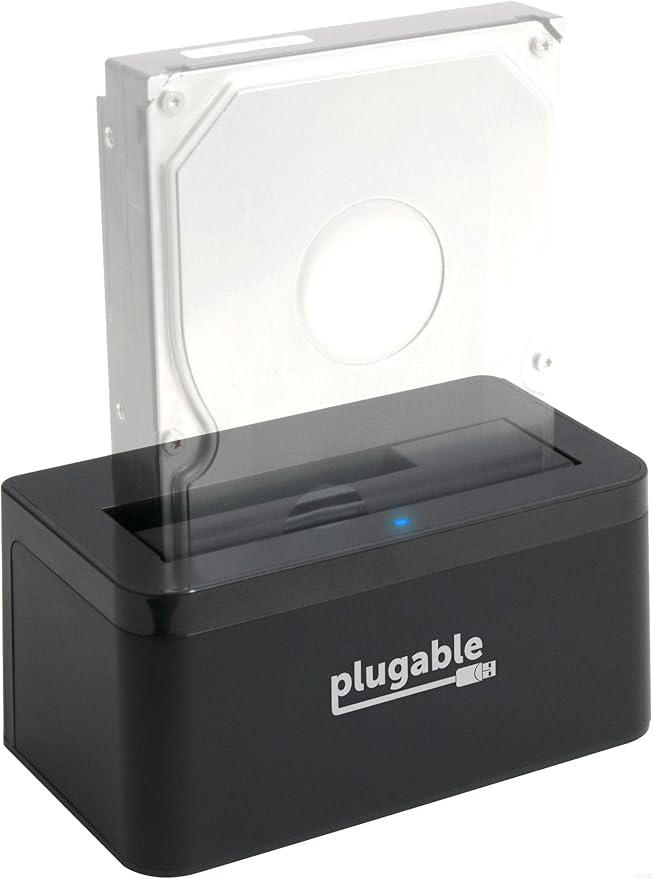 Plugable USB 3.1 Gen 2 10Gbps SATA Upright Hard Drive Dock and SSD Dock - Driverless - Includes USB-C &amp USB 3.0 Cables Supports 10TB+ Drives