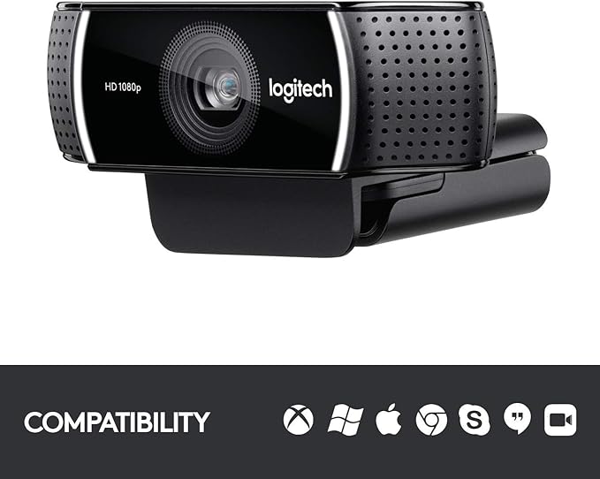 Logitech C922 Pro Stream Webcam 1080P Camera for HD Video Streaming &amp Recording 720P at 60Fps with Tripod Included (Renewed)