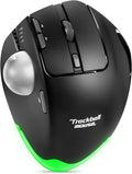 TRELC Wireless Trackball Mouse Ergonomic Rollerball Mouse with 4800 DPI/7 Programmable Buttons Thumb Control Mice Rechargeable Optical Mouse for 3 Devices for Windows PC Laptop Tablet (Black)