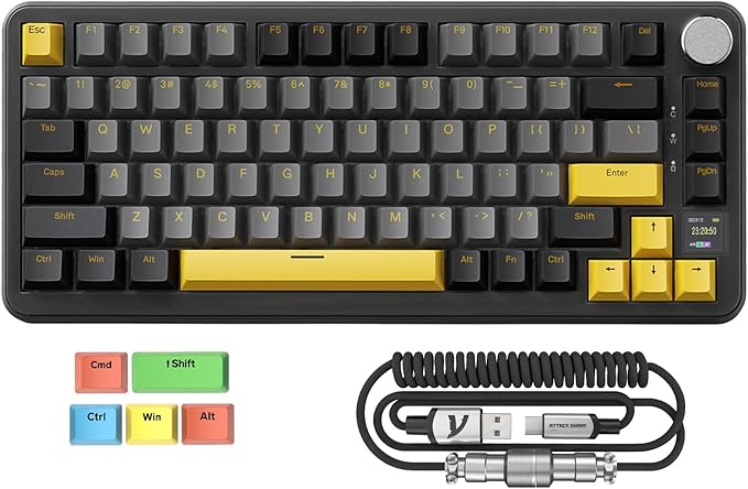 MAGIC-REFINER ATTACK SHARK X85PRO 75% Wireless Mechanical keyboardTFT Smart Display&ampKnobBT/2.4GHz/Wired Custom Gaming KeyboardGasketHot-SwapRGBwith Pro Cable&amp5 Color PBT Keycapsfor PC/M