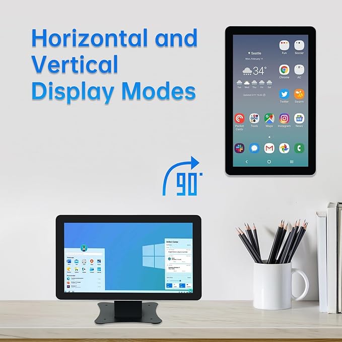 15.6-inch POS Touchscreen Monitor with Stand16:9 Display 1920 x 1080PBuilt-in SpeakersHD-MIVGAUSB PortsSuitable for Restaurant RetailBar &amp Small Business