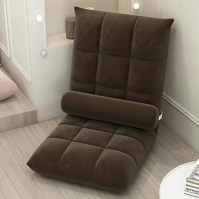 NaKeah Floor Chair with Back Support Folding Sofa Chair with 5 Adjustable Position Padded Sleeper Bed Couch Recliner Floor Gaming Chair Meditation Chair for AdultsH