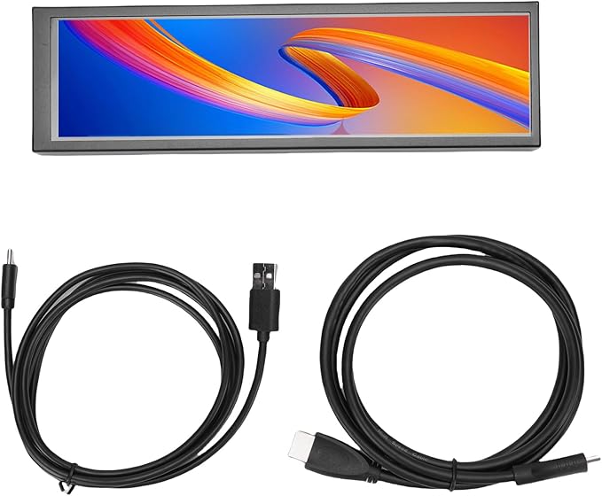 8.8 Inch Computer Temp Display FHD 1920x480 Mini Screen Monitor 178 Degree Wide Viewing Angle Supports Dynamic Themes for Important Data Display (Capacitive Version)