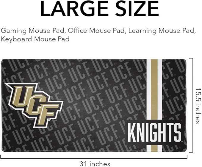 University of Central Florida Knights Mascot Large Gaming Mouse Pad Desk Mat with Stitched Edges Non-Slip Base for Gamer Home and Office 31.5 x 15.7