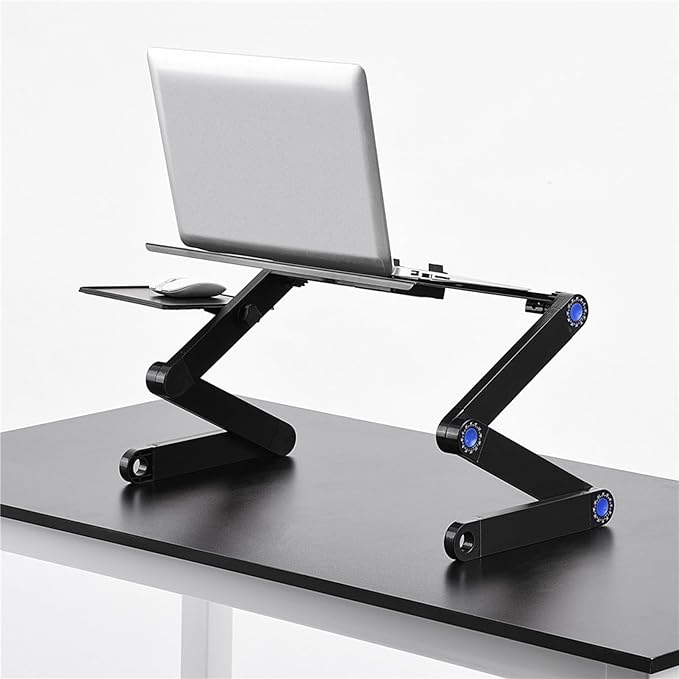 Tbest Cuter Aries and Parts 60° Foldle Laptop Desk Tle Stand Holder W Coolin Fan Ouse BOAD Cuter Plies (Black)