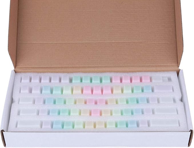 POM Jelly Keycaps Doubleshot Translucent OEM Profile for 61/87/104/108 Keys PC Gaming Mechanical Keyboards (Rainbow)