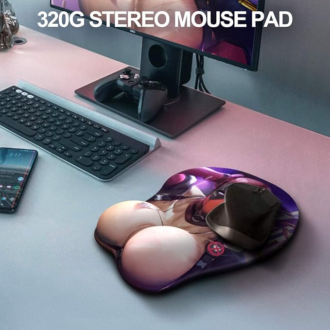 3D Anime Gaming Mousepad Ergonomic Mouse Pad with Wrist Support Rest Mousepad Gel Wrist Rest Memory Foam with Coaster Non-Slip &amp Pain Relief for Computer Wireless Home&ampOffice KG Alpha Dead