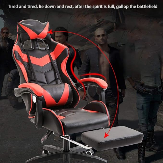 UISLA Swivel Task Ergonomics Lift Seat with footrest High Back Gaming Multifunction with Headrest and Lumbar Support for Video Game Swivel fied