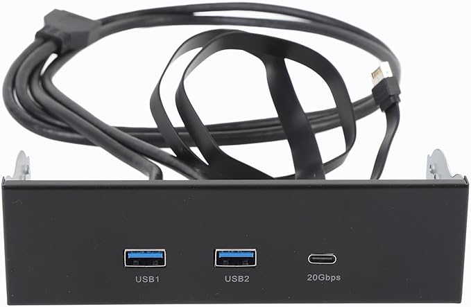 fosa 5.25 Inch Optical Drive Front Panel USB 3.0 Hub with 2X USB A &amp 1x Type C Ports 5Gbps / 10Gbps / 20Gbps for PC Motherboard 19PIN + Type E
