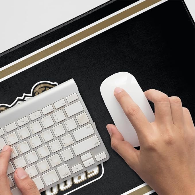 Bryant University Bulldogs Primary Logo Stripes Large Gaming Mouse Pad Desk Mat with Stitched Edges Non-Slip Base for Gamer Home and Office 31.5 x 15.7