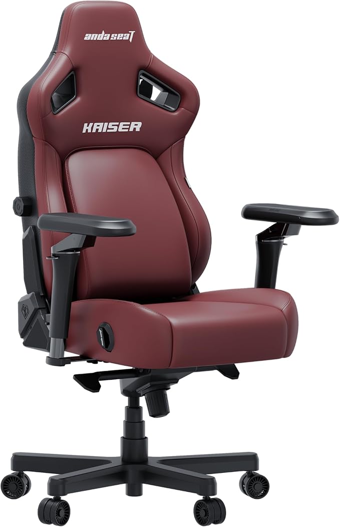Anda Seat Kaiser 4 XL Gaming Chairs for Adults - Ergonomic Maroon PVC Leather Gaming Chair with 6D Armrest Comfortable Office Seat with Lumbar Support Heavy Duty Wide Gamer Seat