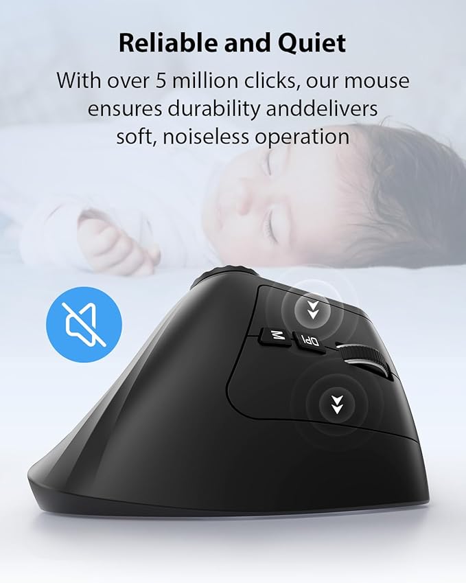 Transformers Vertical Ergonomic Mouse with LED Screen &amp Knob Control Rechargeable Vertical Mouse Wireless 3-Device Connectivity (2.4G + Dual Bluetooth) Quiet Clicks Computer Mice for PC/Mac/La