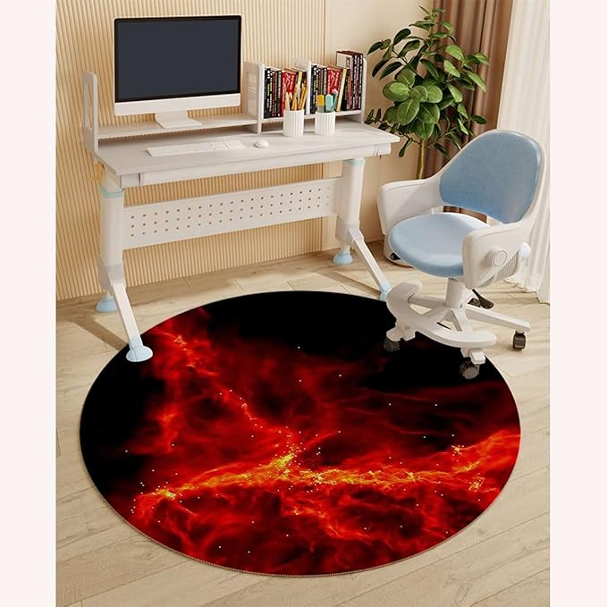 Scarlet Black PU Leather Office Chair Mat for Hardwood&ampTitle Floor Galaxy Design Anti Slip Floor Protector for Home Office Fantasy Art Diameter 47.2 in