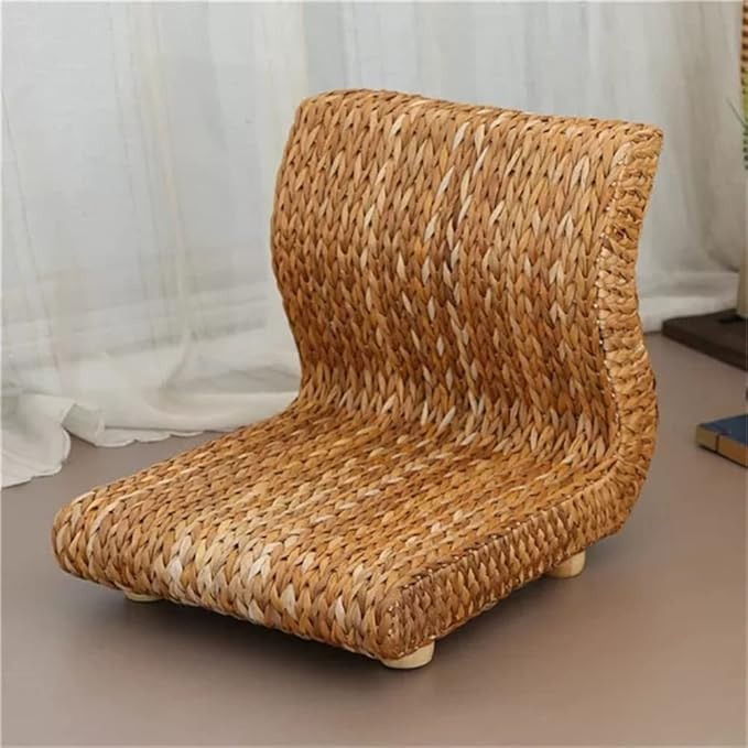 Office Chair Gaming Chair Computer Chair Handmade Rattan Legless Chair Seats Backrest Chair for Balcony Bay Window Office Living Room Bedroom (Color : Rosso Size : 37x47x35cm)