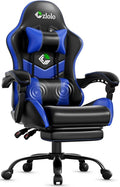 Gaming Chair with Footrest Racing Style Lumbar Support Massager Video Game Chair with Metal Legs High Back Gamer Chair with Headrest 360° Swivel Office Computer Desk Chair Bright Blue