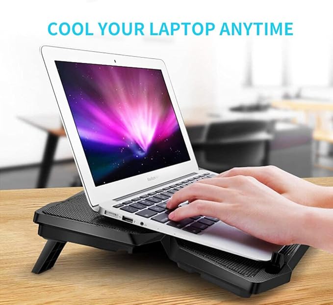 Laptop Cooler Cooling Pad Notebook Gaming Stand with Four Fan and 2 Port for 14-17inch