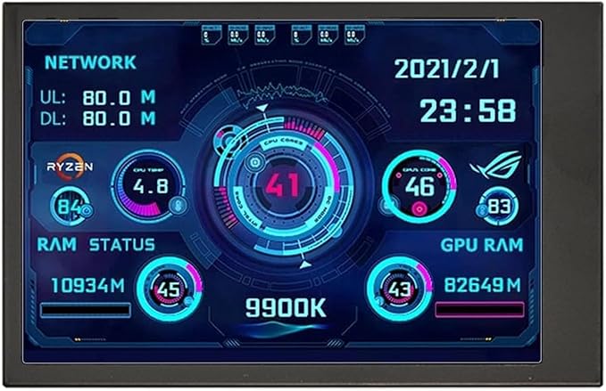Flylin 3.5in IPS USB Mini Screen CPU Hardware Temperature Monitor Type-C Sub Screen AIDA64 PC Temperature Display Screen for Computer Case