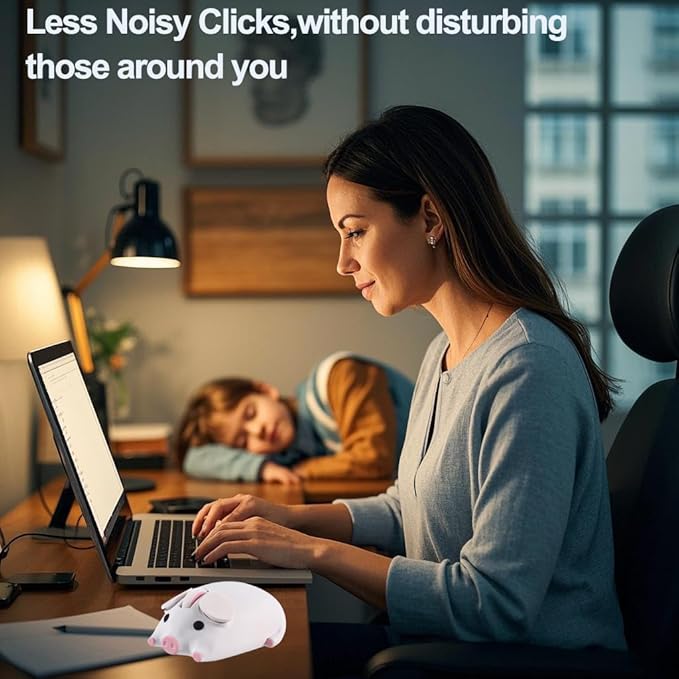 Wireless Mouse Cute Pig Design Bluetooth Dual Mode Portable Compact Lightweight Silent Optical Kawaii Mice for PC Laptop Computer Tablet Macbook Pro/Air Kids Girls Student School Office Gift White
