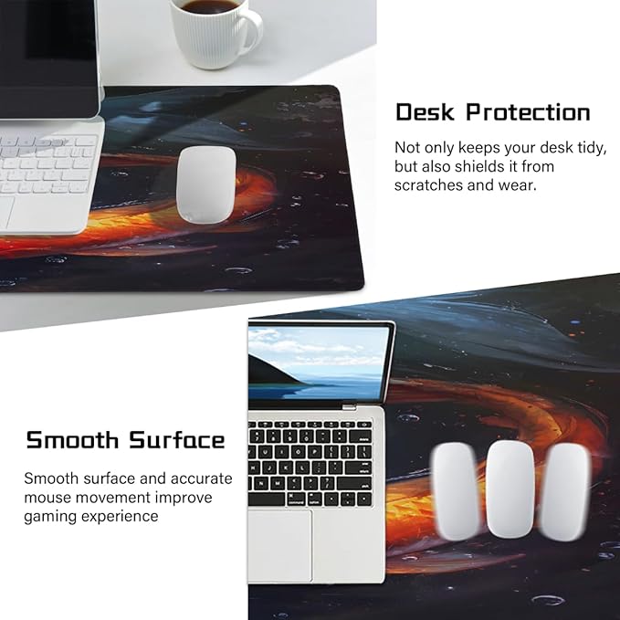 Red White Fish Large Mouse Pad Gaming Mousepad Desk Mat for Desktop Computer Keyboard Waterproof Mouse Mat Desk Pad with Non-Slip Base for Game School Office Home 35.4 x 15.7