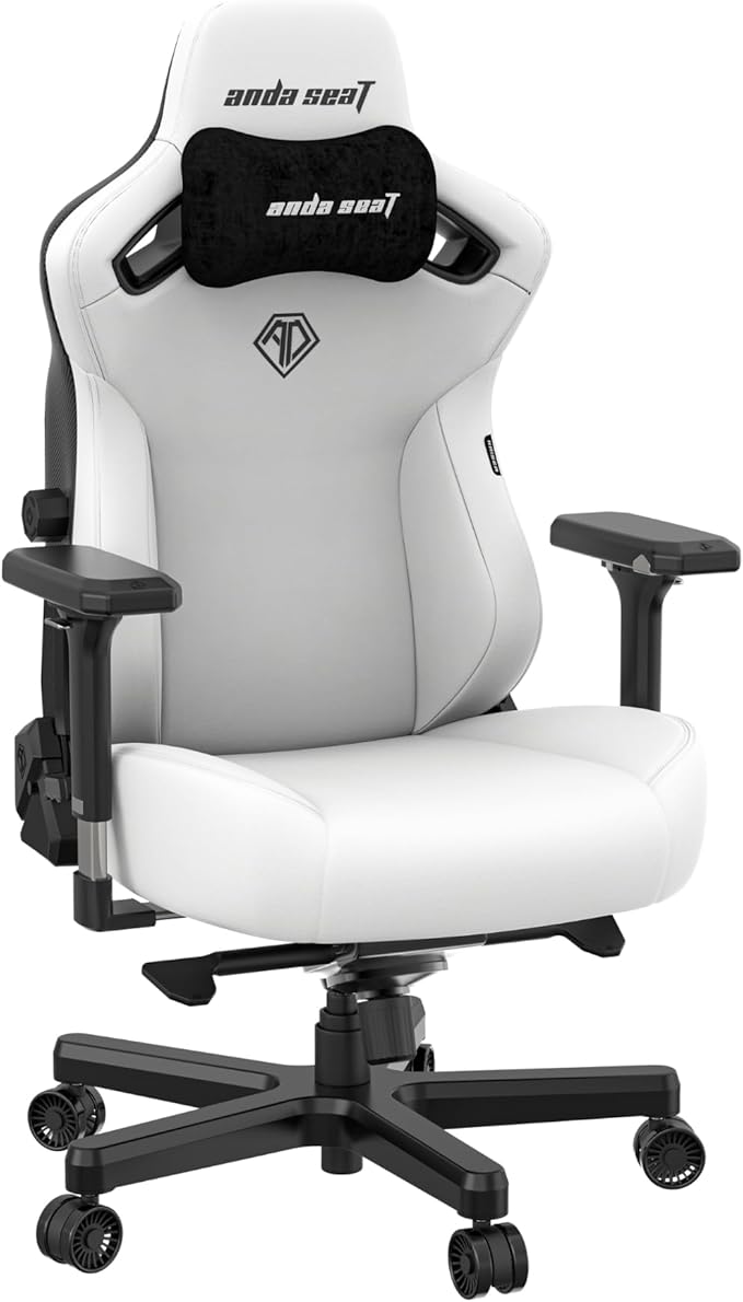 Anda Seat Kaiser 3 XL Gaming Chairs for Adults - Ergonomic White PVC Leather Gaming Chair with Lumbar Support Comfortable Office Seat with Neck Support - Heavy Duty Wide Gamer Seat