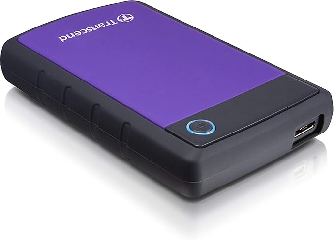Transcend 2TB SJ25H3 USB 3.1 Portable Hard Drive Rugged Anti-Shock Resistant Compact and Lightweight with Lightning-Fast Speeds One Touch Backup Button Purple - TS2TSJ25H3P