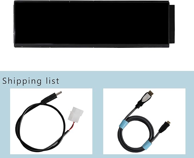 VSDISPLAY 12.6 Inch IPS LCD Screen Monitor 1920x515 Display with Cable KitFit for DIY Y60 PC Case CPU GPU Secondary Monitor Panel