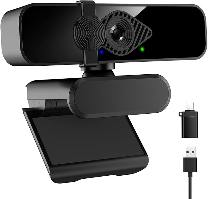 2K Ultra HD Webcam Computer Camera for PC Monitor Laptop Desktop - External Web Cameras with Microphone USB C Adapter Privacy Cover for Video Conferencing Streaming &amp Online Learning