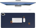Konohan Heated Desk Pad Warm Mouse Pad 5 Heating Level &amp 4 Hour Auto Shut-Off PU Leather Warm Mouse Mat Heating Keyboard Gaming Mice Warmer Mat Only Supports 110v(Dark Blue Color31.5 X 13)
