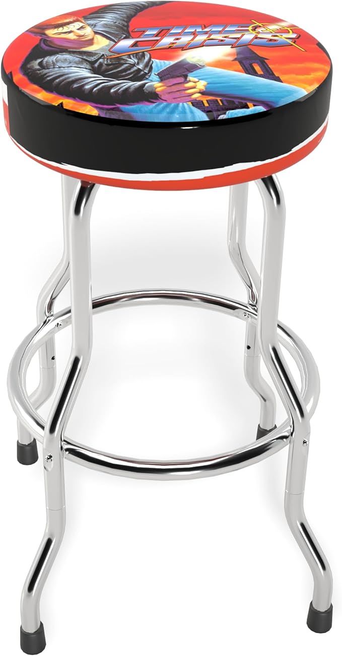 ARCADE1UP Officially Licensed Adjustable Stool with Chrome-Plated Steel Frame and High-Density Foam Padding for Supreme Gaming Comfort (TIME Crisis)