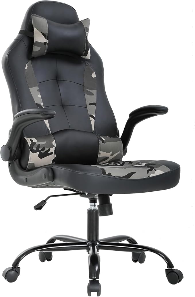 PC Gaming Chair Home Office Computer Chairs Rcline Racing Game Chair with Adjustable Headrest and Armrest High Bakc Desk Chairs Swivel Task Rolling Chair Camo