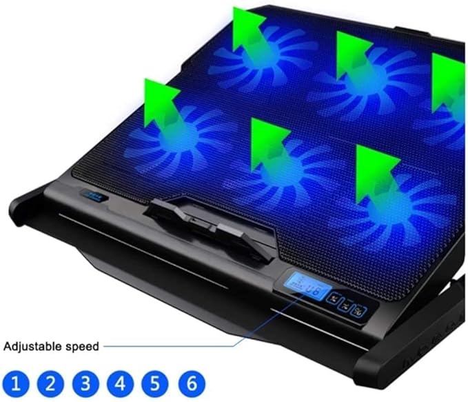 Laptop Cooling Pad Laptop Cooler with 6 Quiet Fans for 17 Inch Laptop Cooling Fan Stand Portable Ultra Slim USB Powered Gaming Laptop Cooling Pad