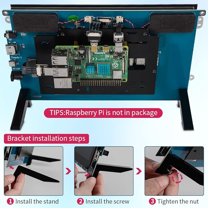 9 Inch Touch Screen Display for Raspberry Pi1280 x 720/ Anti-Glare/Optical Bonding Capacitive Screen/IPS /600 lumens/Wall Mountable/HDMI Portable Monitor