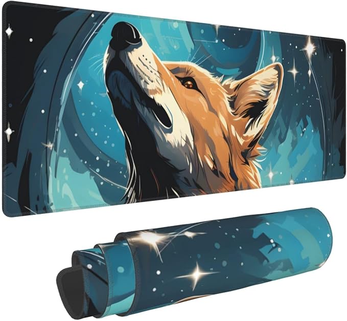 A Wolf That Overlooks Everything Large Mouse Pad XL Extended Gaming Pad Waterproof Desk Mat for Desktop Keyboard Non Slip Mousepad for Office Game Home 32.15x11.8
