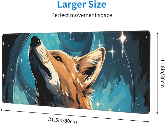 A Wolf That Overlooks Everything Large Mouse Pad XL Extended Gaming Pad Waterproof Desk Mat for Desktop Keyboard Non Slip Mousepad for Office Game Home 32.15x11.8