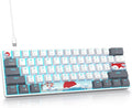 Fogruaden 60% Percent Mechanical Keyboard RGB Gaming Keyboard 60 Percent Ultra-Compact 61Keys Mini Wired Keyboard with Red Switch for Win/Mac PC Gamer(WhiteGrey Red Switch)