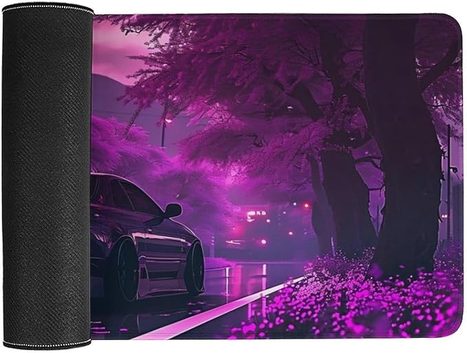 Large Mouse Pad Anime JDM Car S13 Purple Flowers Static Desk Mat Computer Accessories Gaming Office Organizers Supplies Decor Essentials Keyboard Pads for Desk Rubber 40X80cm