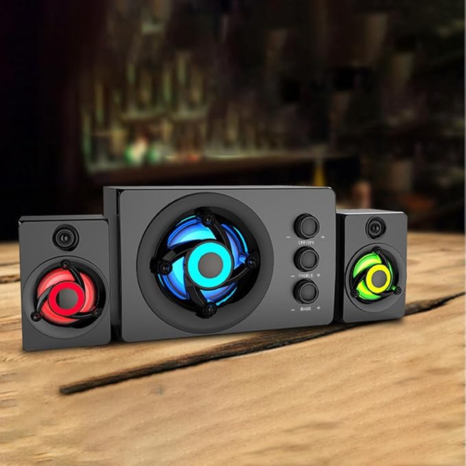 BESPORTBLE Wooden 2.1 Multimedia Bass Subwoofer Speakers USB Powered Stereo Soundbar for Desktop PC and Laptop Music Playback