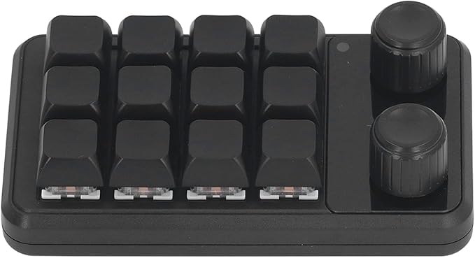 Eujgoov Mini Gaming Keyboard 12 Keys Blue Switch Black Color Customizable Keyboard for GamingOfficeMusic Industry