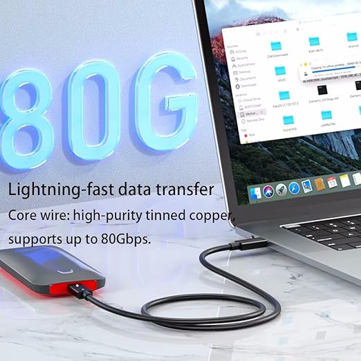 3FT Thunderbolt 5 USB C / USB4 Compatible with MacBook iPad iPhone 15 16 Lenovo HP Samsung Dell PC Laptop Super-Fast Charging Video Display Monitor Docking Station Hub Data Transfer