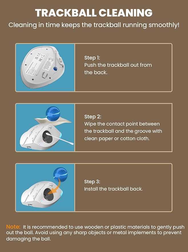 MAM1 Pro Wireless Trackball Mouse Ergonomic Bluetooth Rechargeable Computer Mouse Backlit Rollerball Thumb mice with 5 Level DPI Adjustable Angle 3 Devices Connection for PC Windows - White Mouse