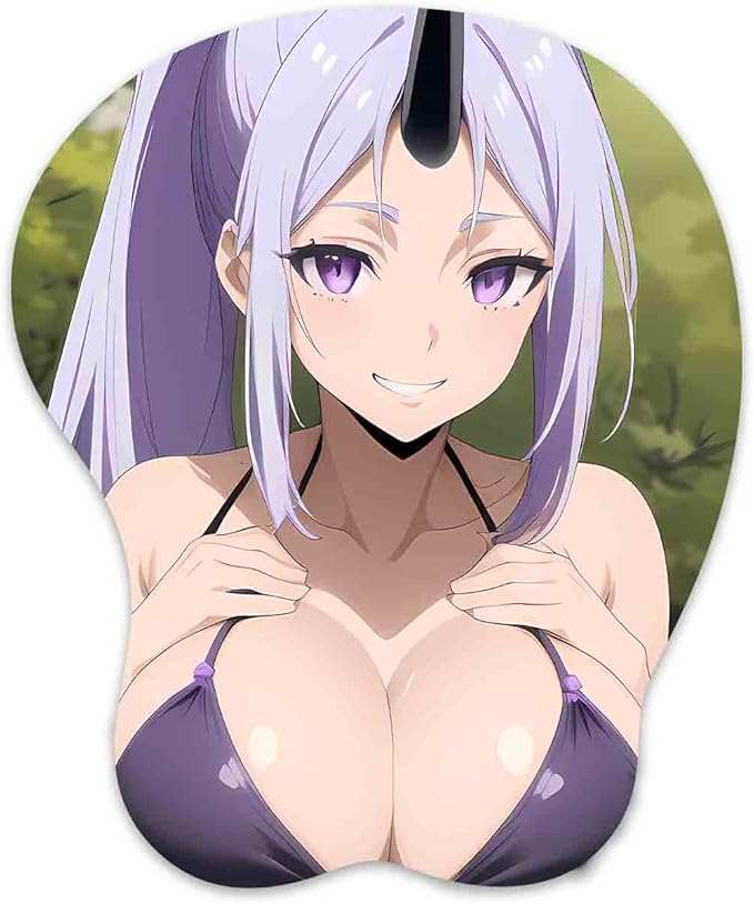 3D Mouse Pad Oppai Mousepad with Soft Gel Wrist Rest Anime Manga Gaming Boob pad Anti-Slip Mouse Mat (Shio 1)
